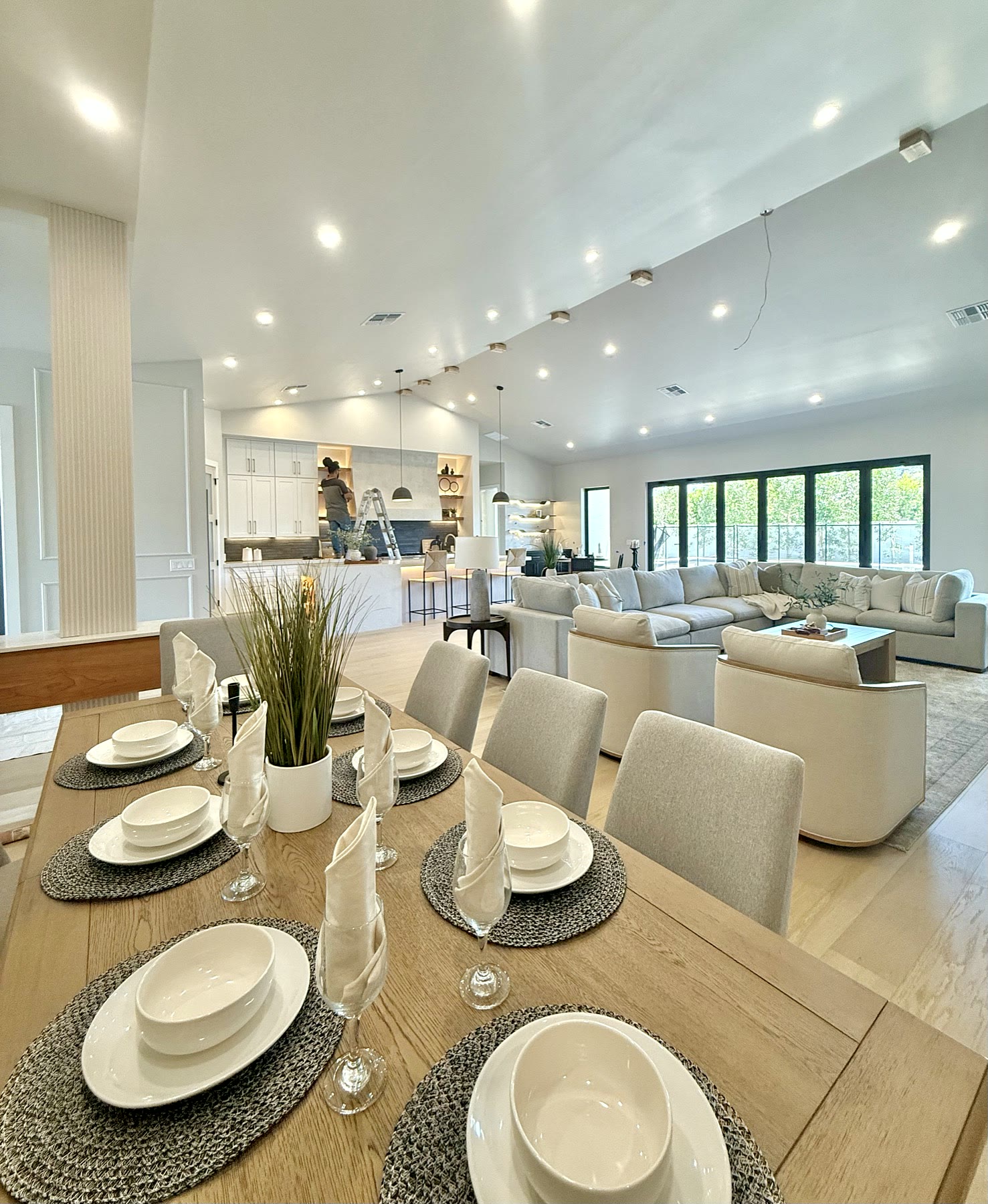 Model home dining space staged for buyer appeal